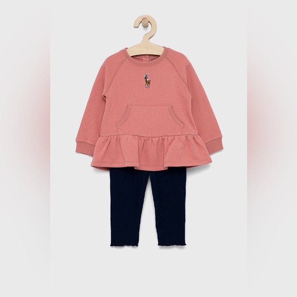 Polo Ralph Lauren Other - NWT POLO RALPH LAUREN Baby Big Pony Top & Leggings Set In Desert Rose Size 18M